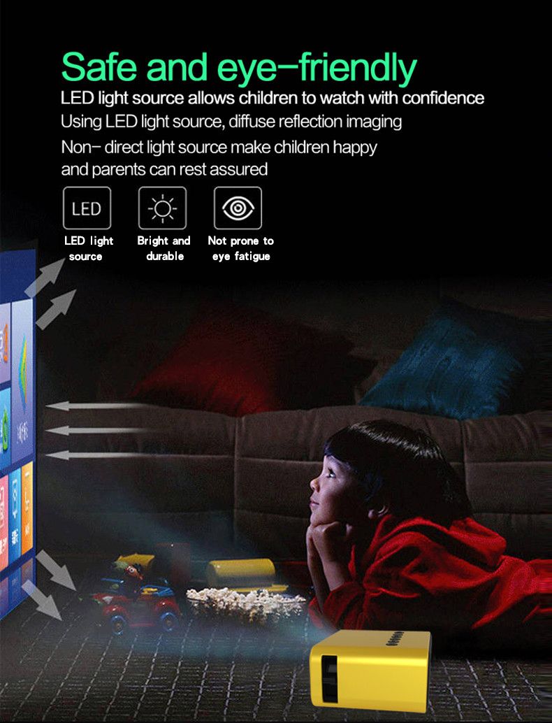 YT500 LED mobilusis vaizdo įrašas mini namų kino teatro medijos grotuvas vaikams dovanų kinui laidinis daugiaekranis projektorius, skirtas iPhone Android_voghion.com