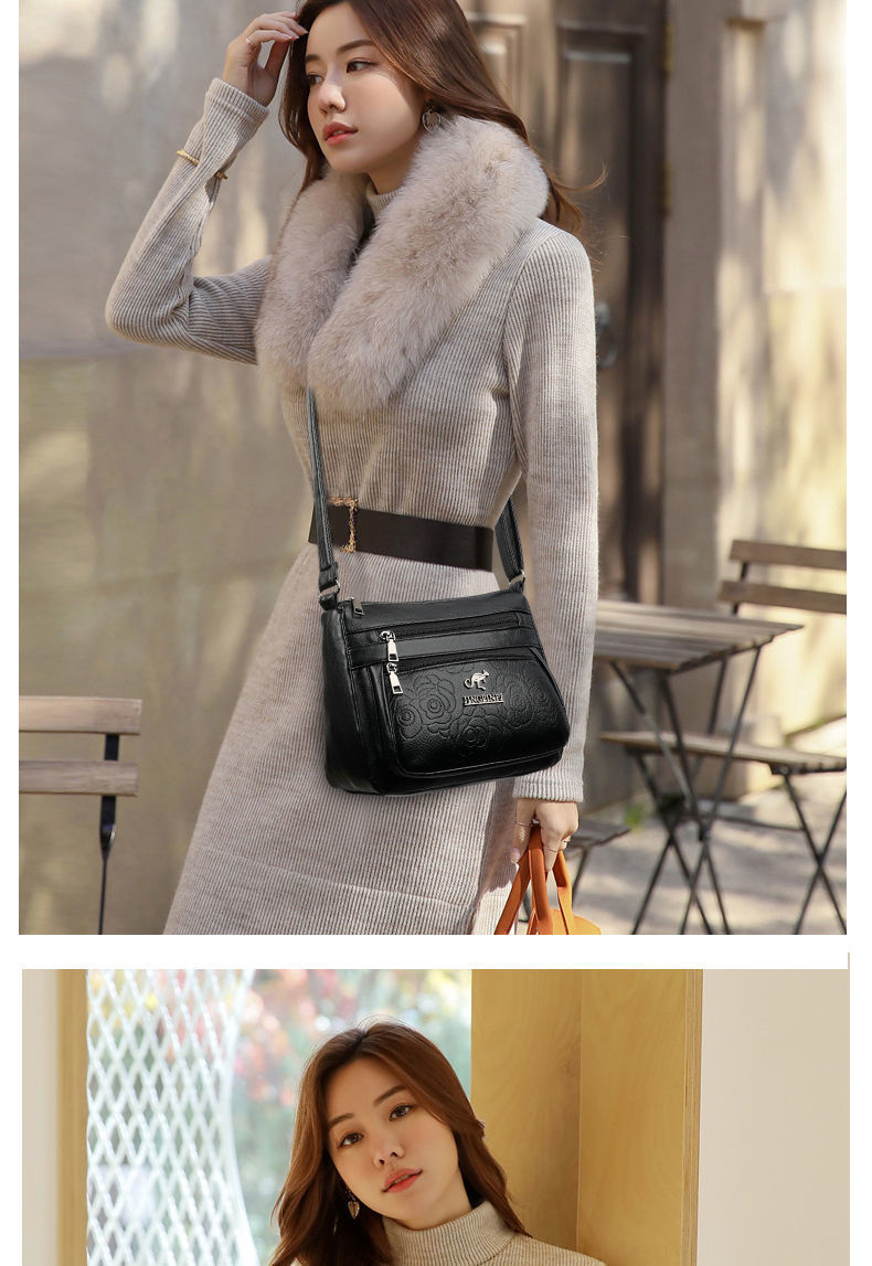 Kvinnor Moderväska Medelålders Äldre Shoulder Messenger Crossbody-väska Handväskor Handväskor Bolsa 3 dragkedjor_voghion.com