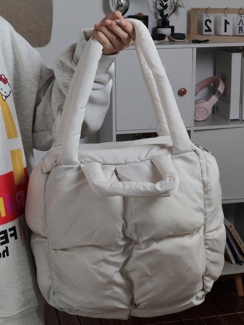 Borsa tote di alta qualità a forma di diamante, morbida in cotone, grande capacità, per donna, 2024, nuova borsa a tracolla versatile sottobraccio per autunno e inverno_voghion.com