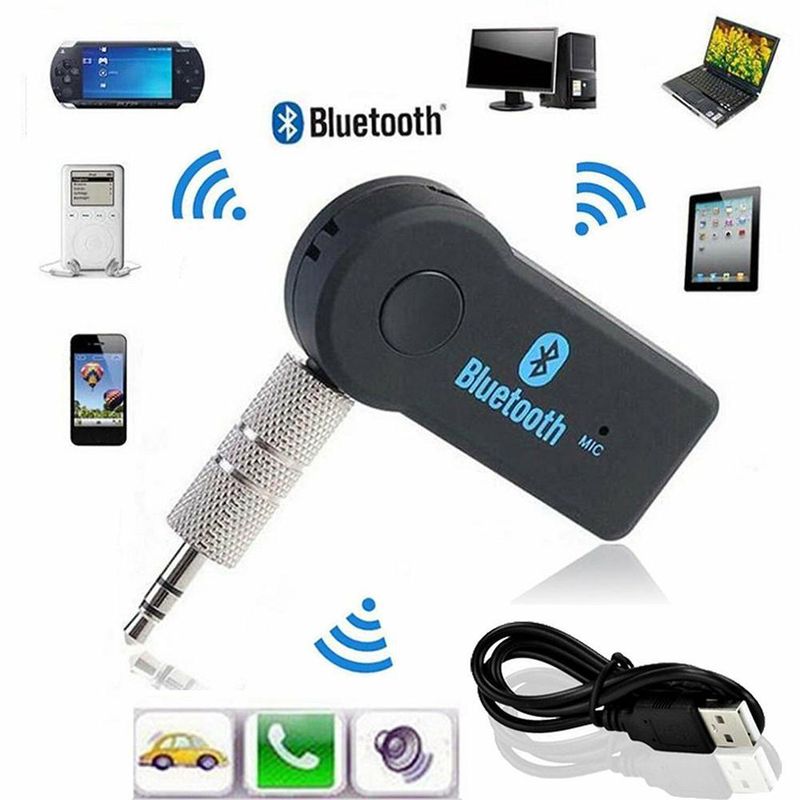 Adaptador USB 3 em 1, transmissor sem fio, receptor de áudio, carregador Bluetooth, auxiliar para kit veicular_voghion.com