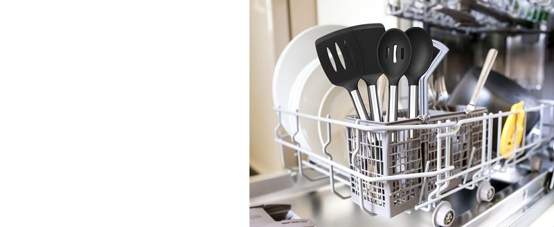 Black Kitchen Cooking Utensils 4-Piece Set, Silicone Solid Spatula Slotted Spoon Shovel For Non-Stick Cookware_voghion.com