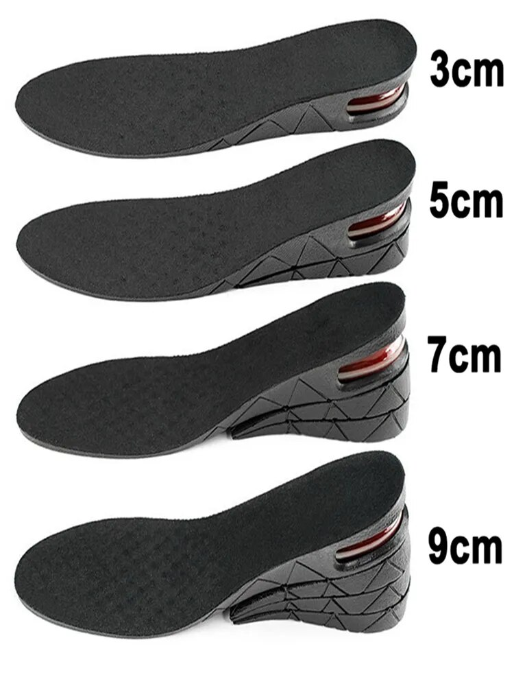 Palmilhas de aumento de altura almofada de sapato de ar inserção de elevador masculino feminino 3-9cm palmilha invisível variável corte ajustável mais alto_voghion.com