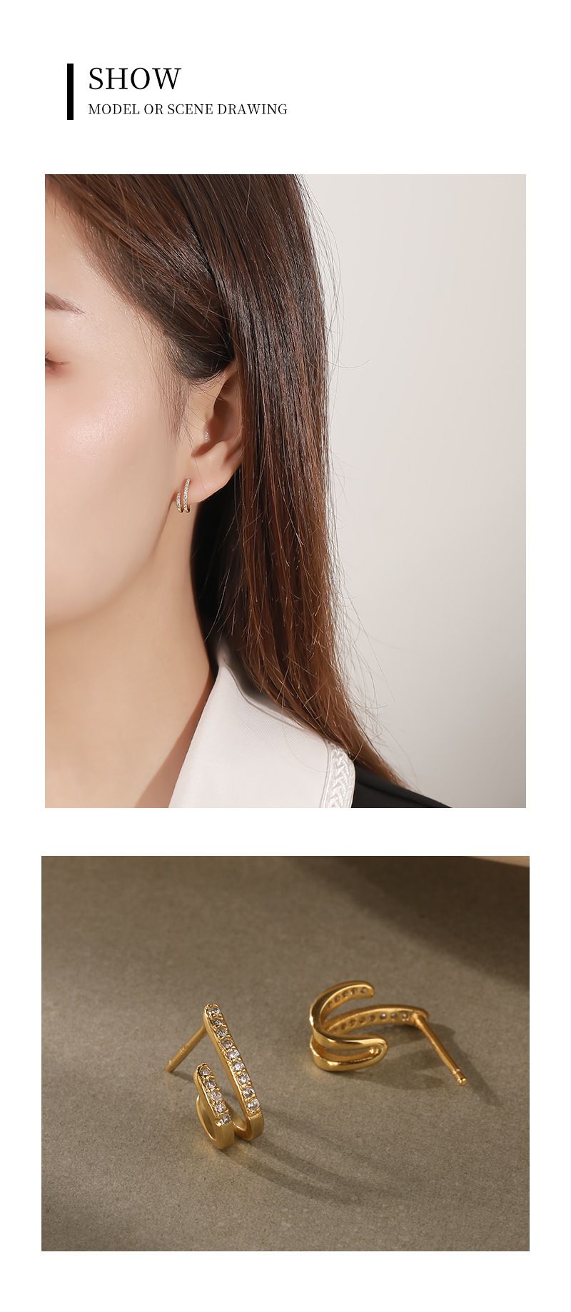 Oorbellen voor vrouwen Sterling Sier Retro Niche Ins Koreaanse cirkel gouden zirkoon oorbellen_voghion.com