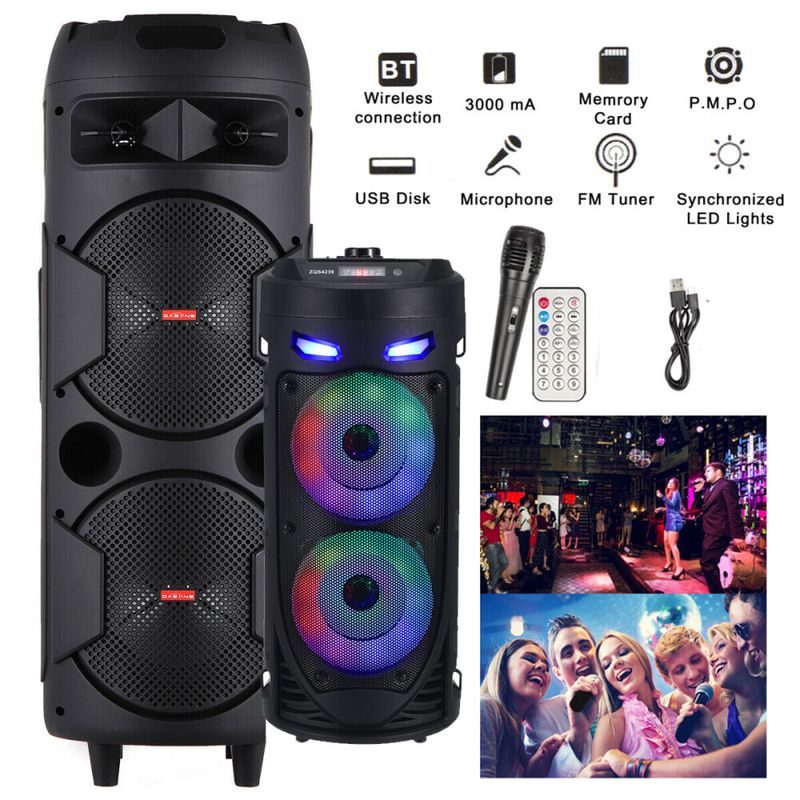 Tragbarer Bluetooth-Lautsprecher mit 3000 W, Subwoofer, starkem Bass, Soundsystem, Party und Mikrofon_voghion.com