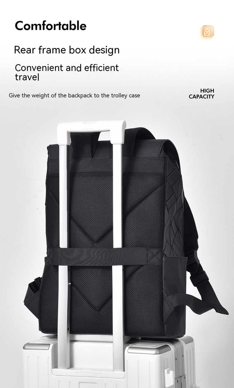 Trendy Casual Geometric Diamond Grid Men's Backpack, Fashionable And Versatile Instagram Large Capacity High-end_voghion.com