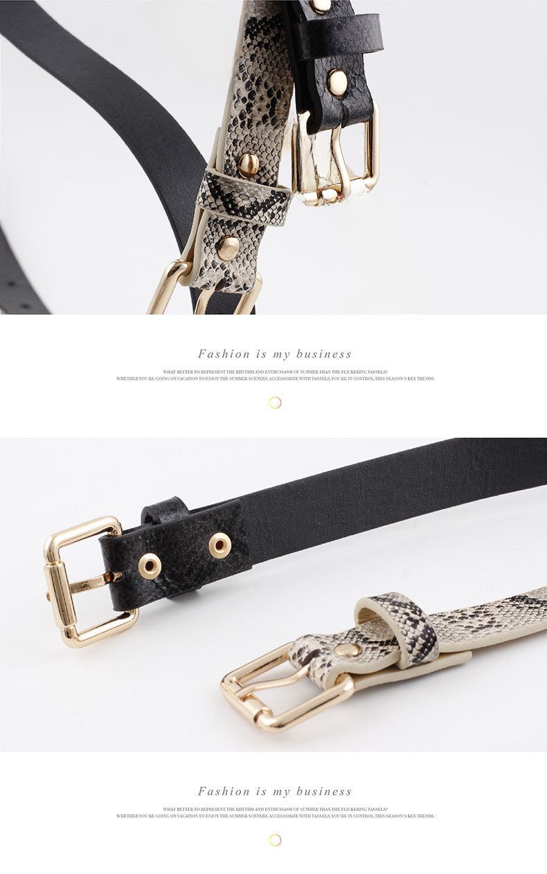 Factory direct new vintage thin belt snake pattern ladies belt jeans dress decorative small Belt women_voghion.com