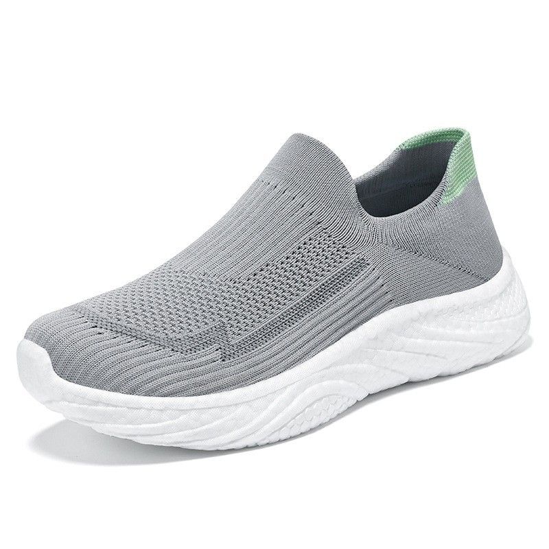 Men's Non-Smelly Slip-On Sock Solid Color Versatile Couple Casual Breathable Flyknit Single Shoes_voghion.com