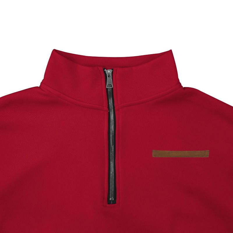 Large Size Spring And Autumn Fleece Half Zip Loose Stand Collar Pullover Solid Color Casual Sweatshirt For Men_voghion.com