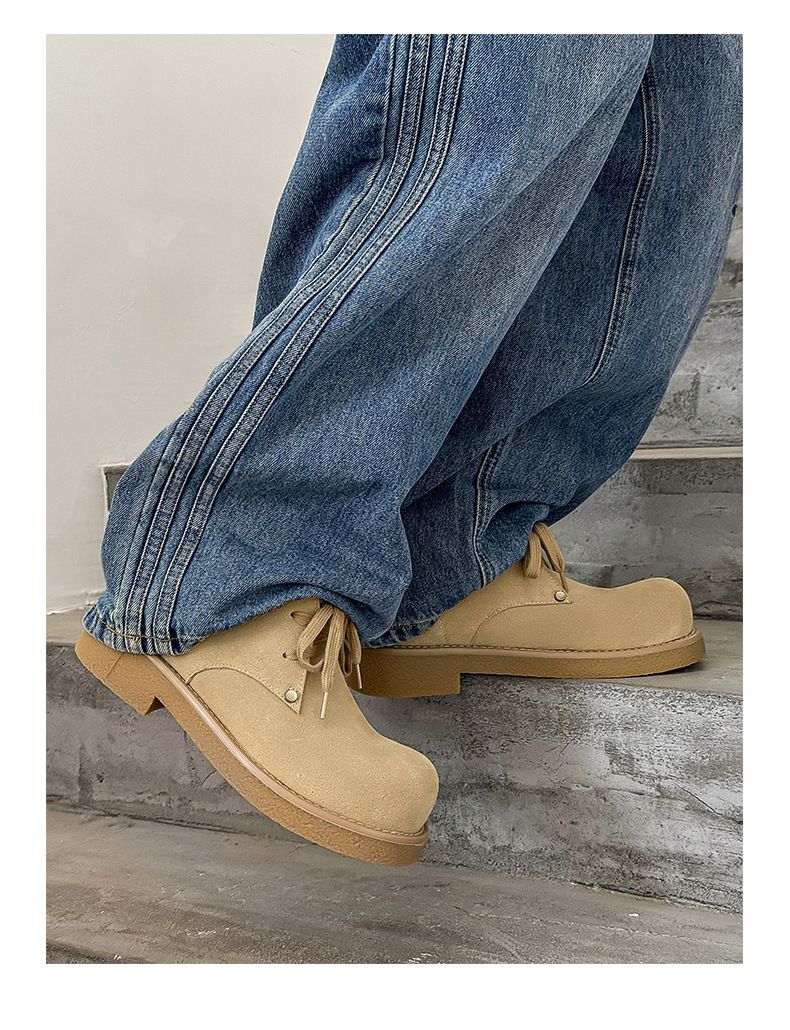 Bottes Martin japonaises rétro en velours de vache pour hommes, chaussures derby à grosse tête, bottes d'outillage courtes_voghion.com
