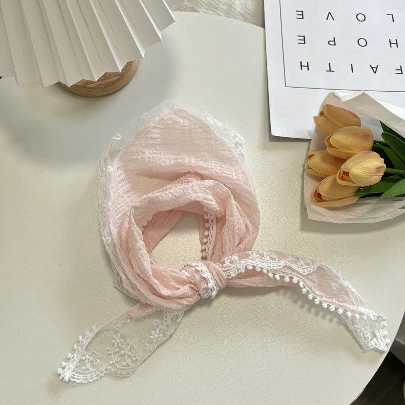 Foulard in pizzo francese, fascia per capelli triangolare, per foto, viaggi, copricapo versatile, spiaggia, sciarpa sottile, scialle_voghion.com