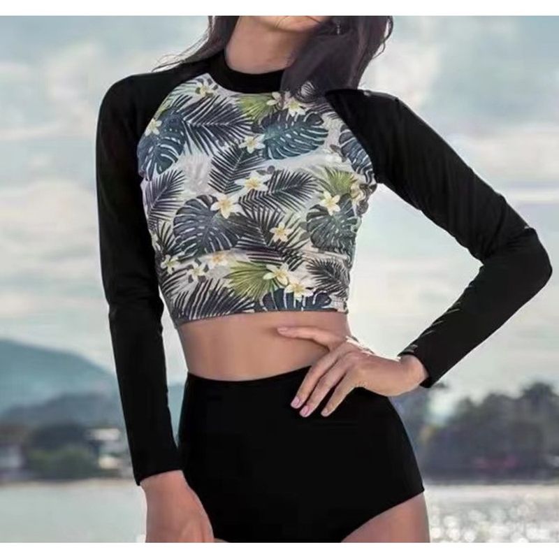 Korean And Snorkeling Long Sleeve Sun Protection Conservative Two-Piece Bikini Jellyfish Suit Beach Surfing Swimsuit For_voghion.com
