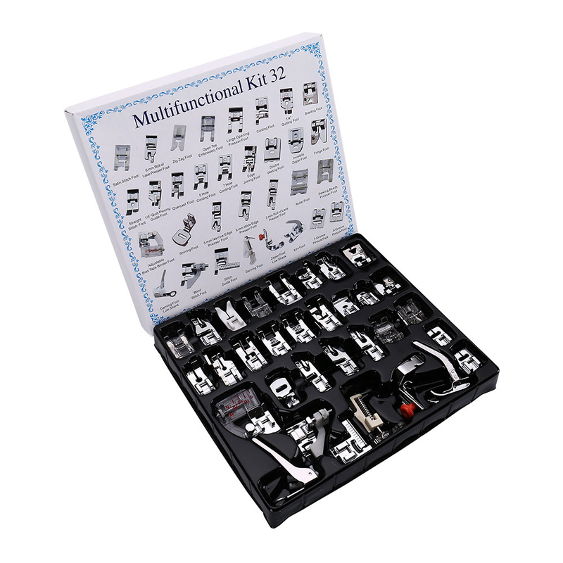 32 teile/satz Nähmaschine Nähfuß Für Brother Singer Kit Flechten Blind OverLock Zipper Herrscher Teile Mit Box_voghion.com