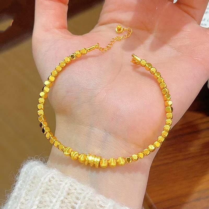 Niche High-End Gold-Plated Light Style Slim Waist Cat's Eye Gold Fragment Long-Lasting Color Bracelet Women's_voghion.com
