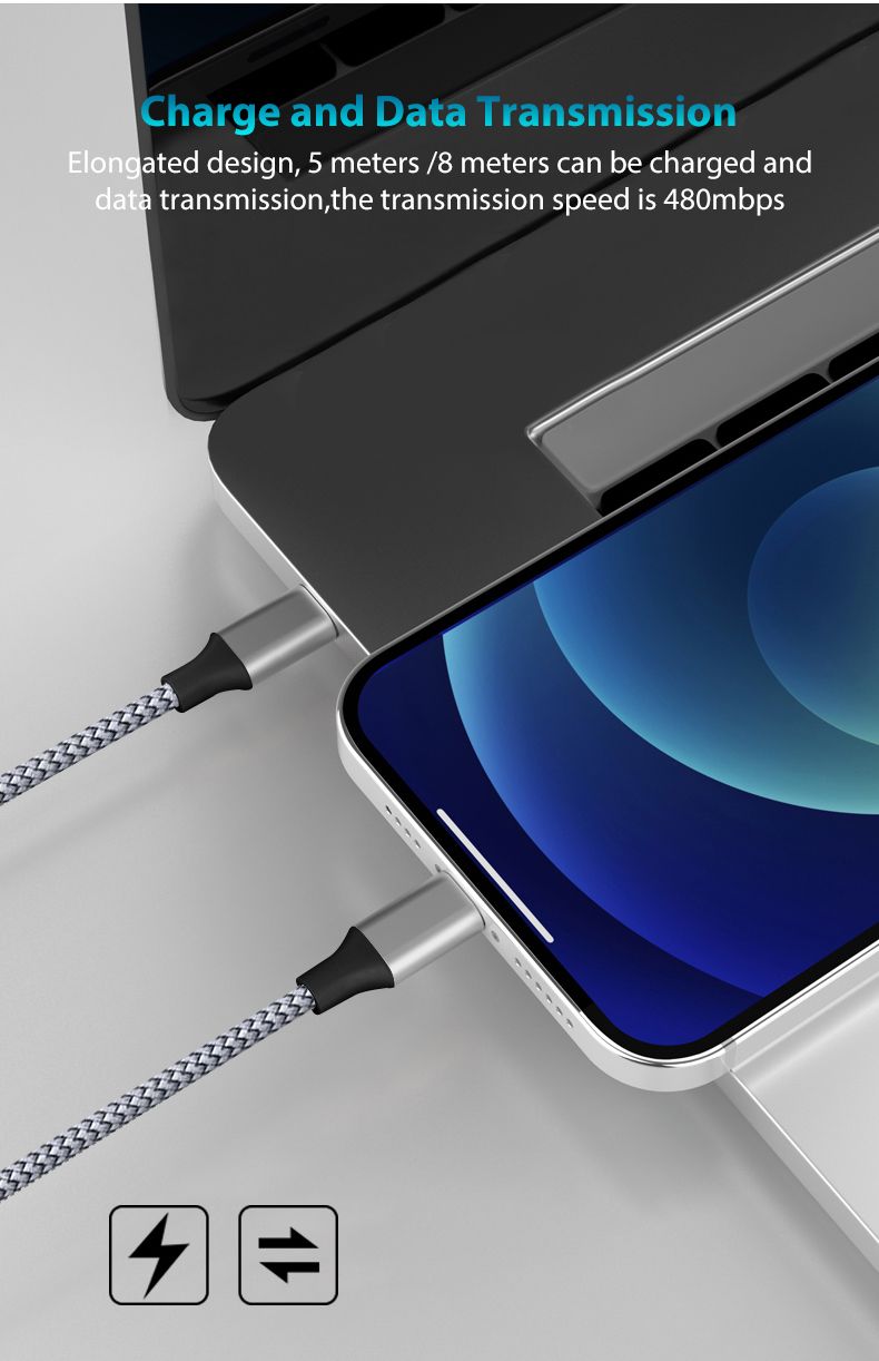 Type To C PD 60W 3m 5m 8m 10-meter Extension Cable For IPhone 15 PRO MAX Plus Huawei Samsung Xiaomi OPPO_voghion.com