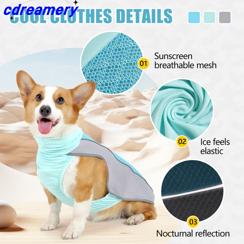 Koelvest, koeljas voor honden, verdampingskoeljas voor huisdieren, reflecterend materiaal voor grote, middelgrote en kleine honden_voghion.com