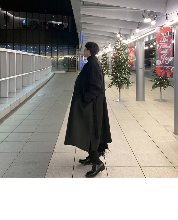 Men’s Double-Layer Wool Overcoat – Korean Style Long Trench Coat With Premium Feel_voghion.com