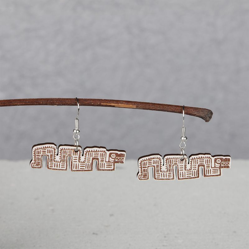 Nuovi orecchini pendenti in legno con immagine Maya personalizzata, completamente ecologici e gestiti_voghion.com