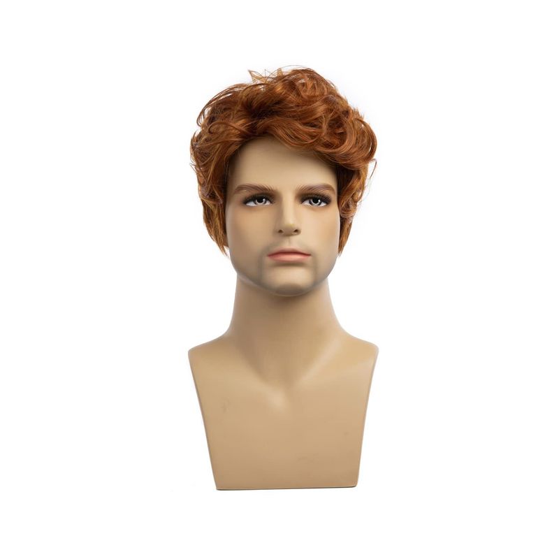 Extension per capelli, parrucche da uomo, parrucche sintetiche corte e ricce arancioni, parrucche alla moda da uomo_voghion.com