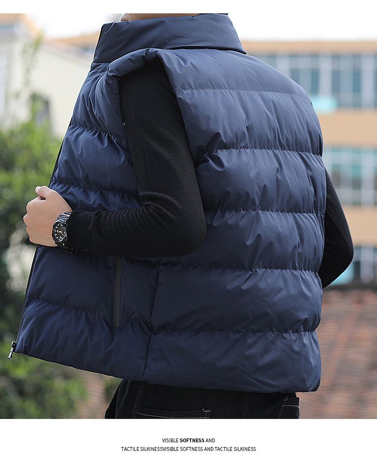 Cross Border Large Size Casual Men's Vest Men's Loose Autumn And Winter Vest Warm Down Cotton Warm Jacket Cotton Clothing_voghion.com