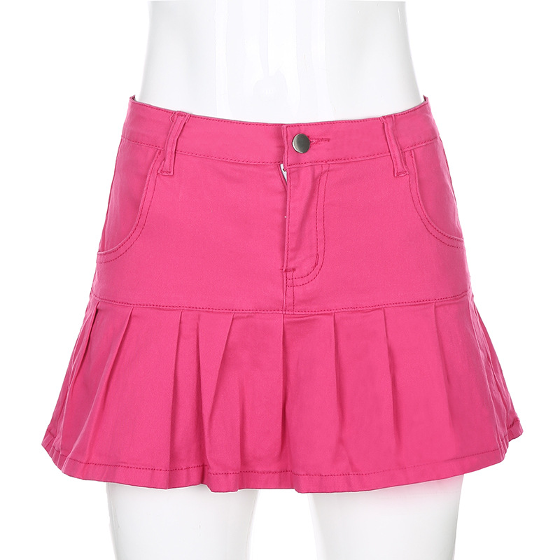 Women's Clothing Half Length Denim Skirt Sexy Two Piece Stretch Denim Skirt_voghion.com