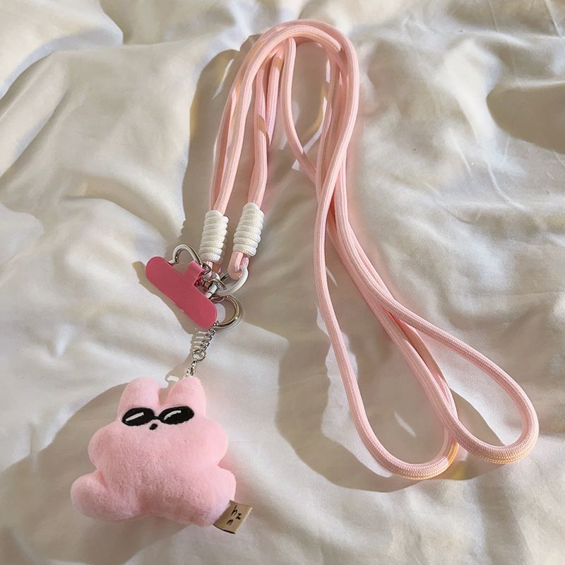 【 5424 People Collection 】 Sarjakuva Pyörivä Pink Killer Rabbit Doll Phone Kotelo Kaulanauha Ulospäin diagonaalinen ristikudonta_voghion.com