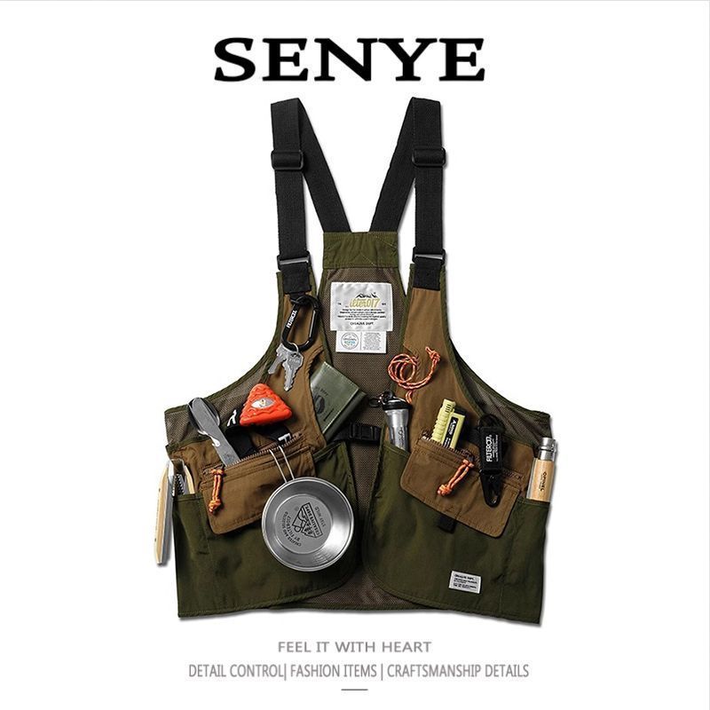 Męska odzież robocza High Street, kamizelka dla mężczyzn i kobiet, outdoorowa, wielofunkcyjna, taktyczna kamizelka wędkarska, elegancka, kontrastowa kurtka_voghion.com