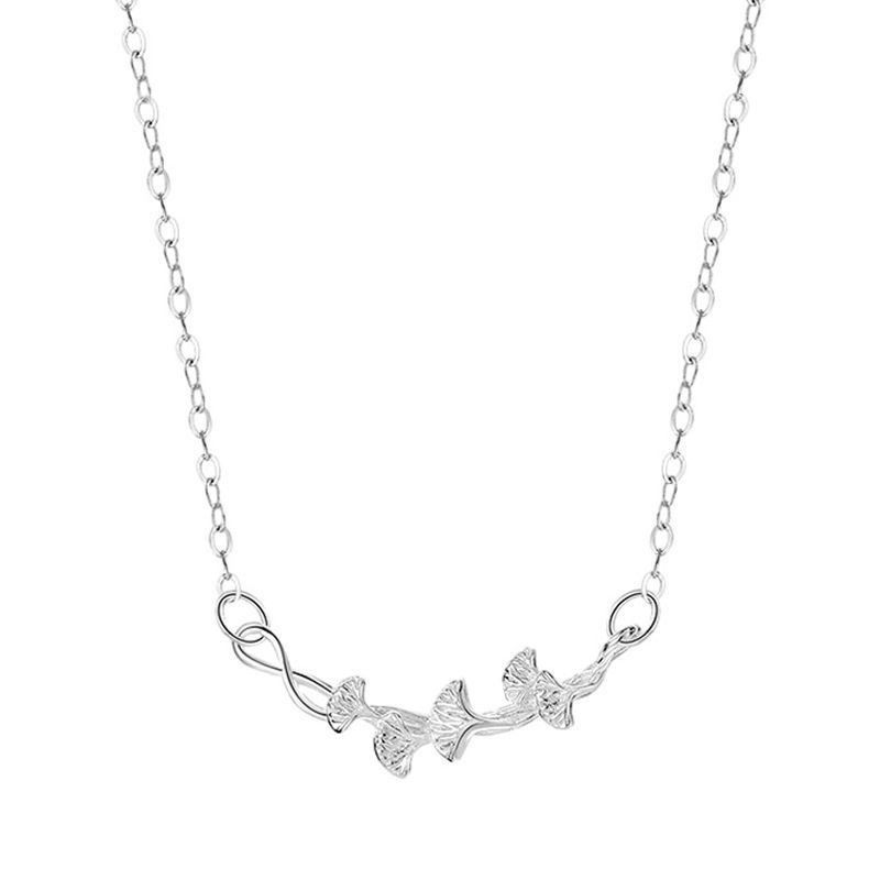 S999 Reines Silber Ginkgo Blatt Halskette Damen, Leichtes Luxus Nischen Design, Schlüsselbein Kettenanhänger, Schlicht Und Elegant,_voghion.com