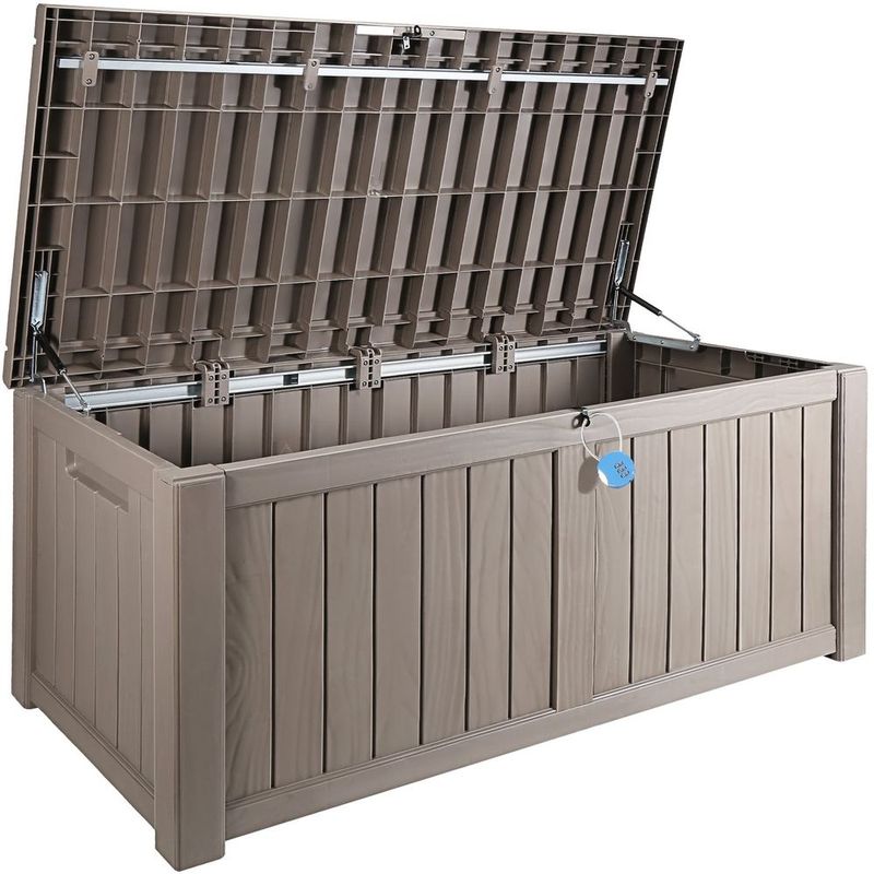 VEVOR Deck Box, 120 Gallon, 56.3' X 26.6' X 23.8' Outdoor Storage Box, Waterproof PP Deckbox With Aluminum Alloy Padlock, For Patio Furniture, Garde_voghion.com