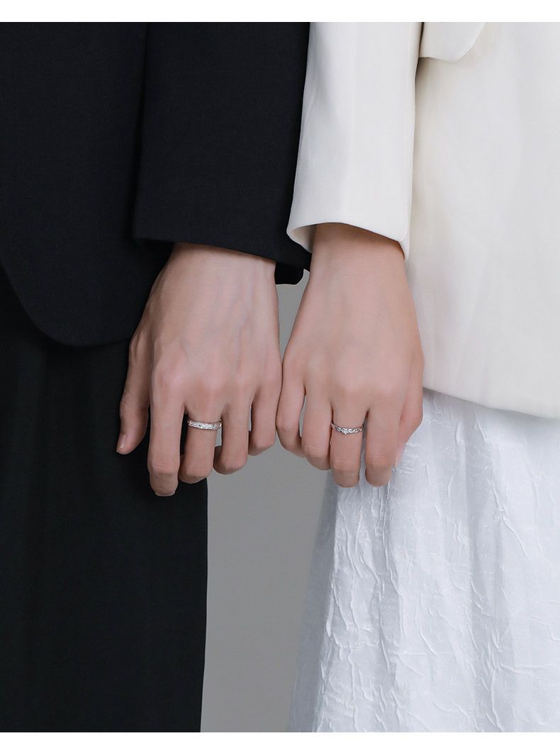 S925 Sterling Silber Nordstern-Paarringe für Damen und Herren, hochwertiger Luxus-Schmuck: Verstellbare offene Ringe_voghion.com