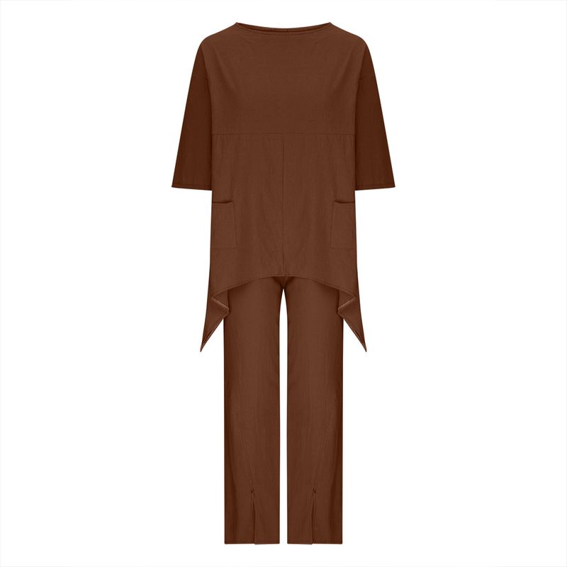 Women's Spring and Autumn new long-sleeved round neck large size fashion loose two-piece suits for women_voghion.com