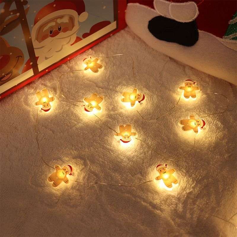 Direct Source LED String Creative Gingerbread Man Shape Christmas Decoration Decorative Atmosphere Lights Wholesale_voghion.com