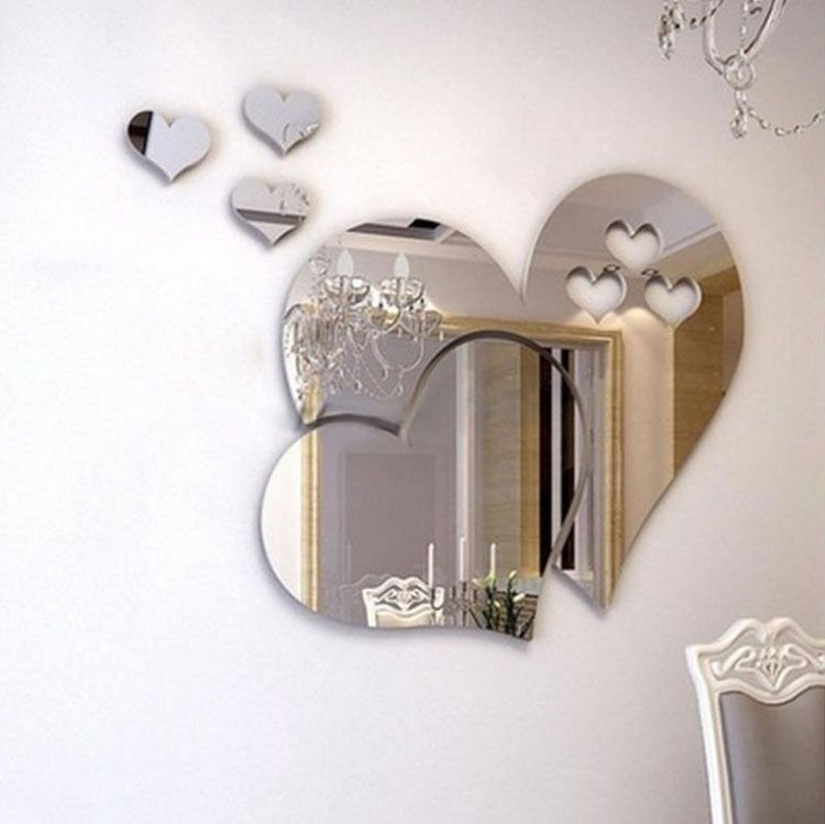 Home acrylic 3D self-adhesive Love mirror sticker DIY decorative painting background wall_voghion.com