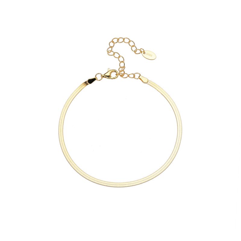 Bracciale da donna con catena a serpente piatta ed elegante in argento Sterling 925 con placcatura in oro/rodio: lusso minimalista per l'eleganza di tutti i giorni_voghion.com