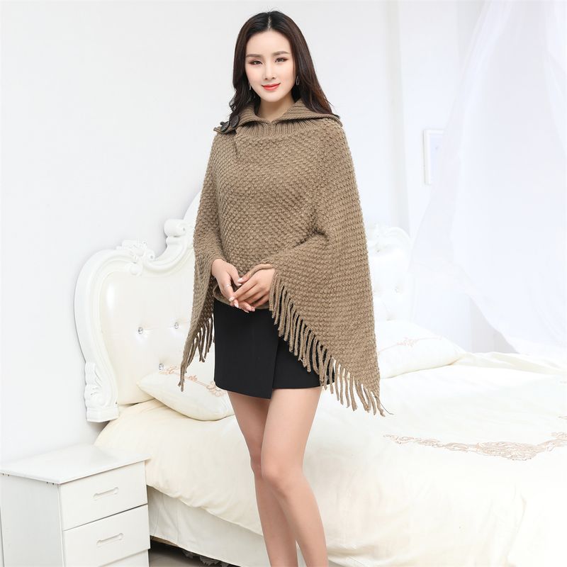 Herbst und neue hohe Kragen Knopf Quaste Damen Schal Winter warmen Mantel Mode gestrickte Shirt_voghion.com