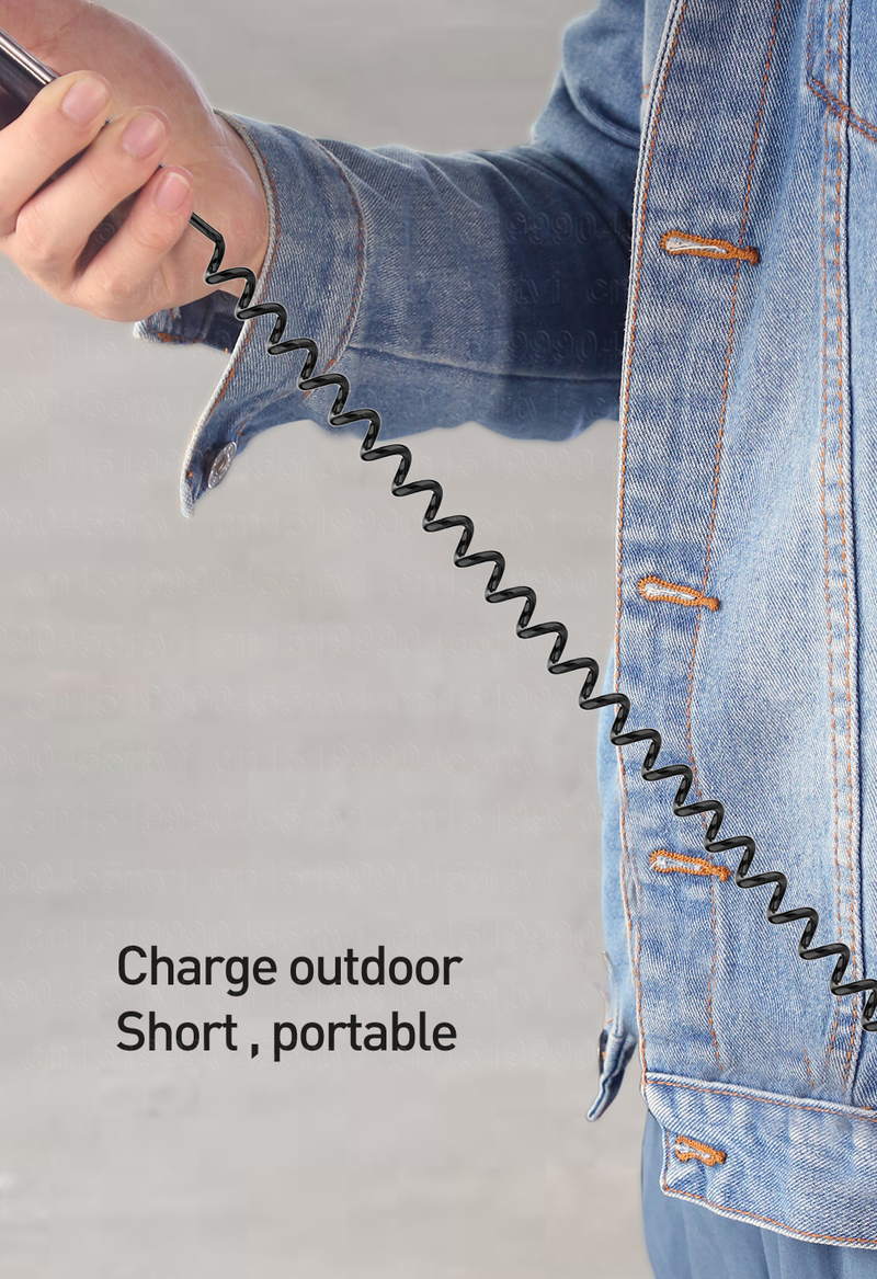 Câble USB Type C à ressort 5A, charge rapide, Micro USB C à 8 broches, pour iPhone 13 12 11 Xiaomi_voghion.com