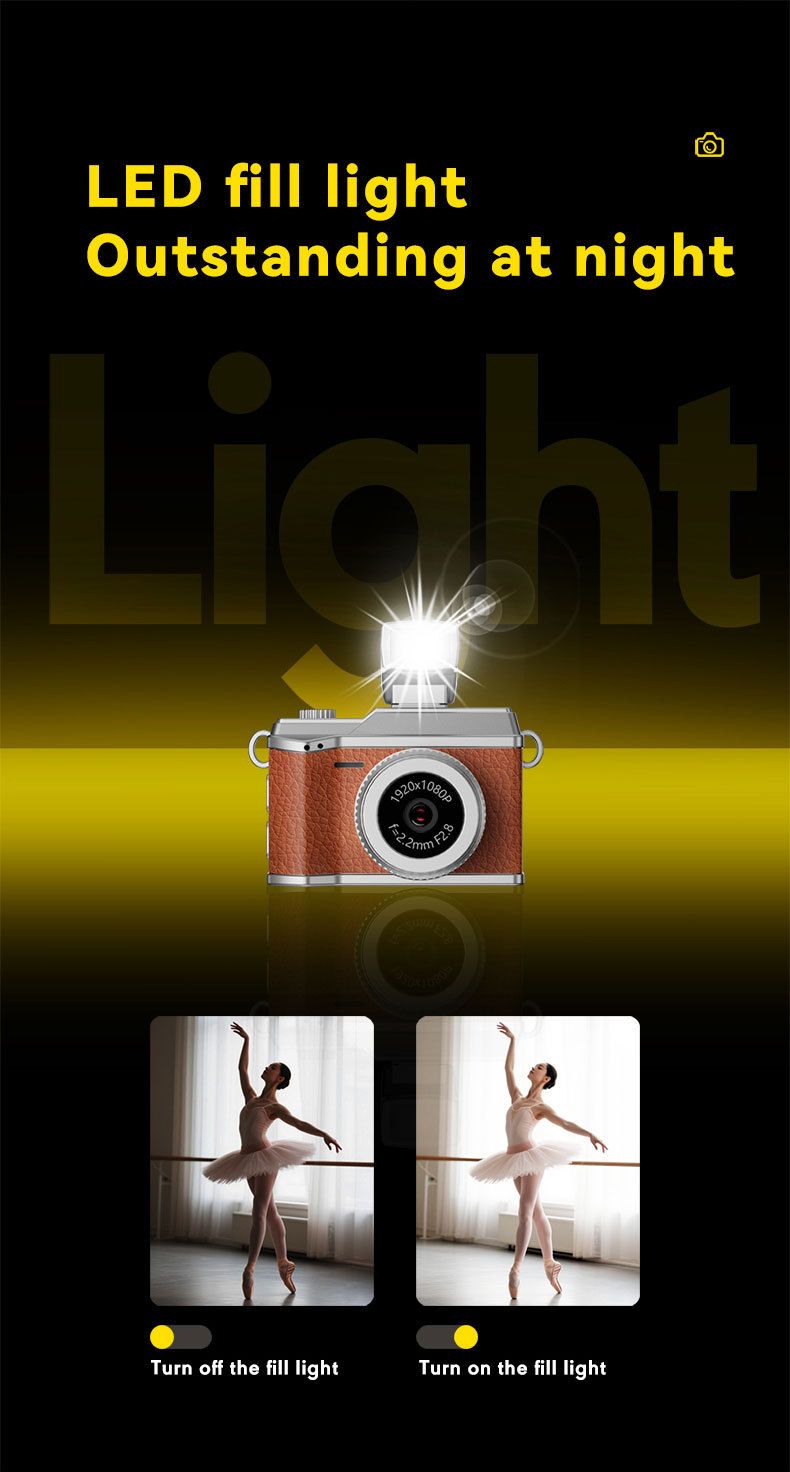 Compact Retro CCD Camera For Students - Mini Thumb-Sized Digital Camera With 0.96" HD Screen, 100MP, USB 2.0, TF Card Slot (Brown/Black/White/Green)_voghion.com