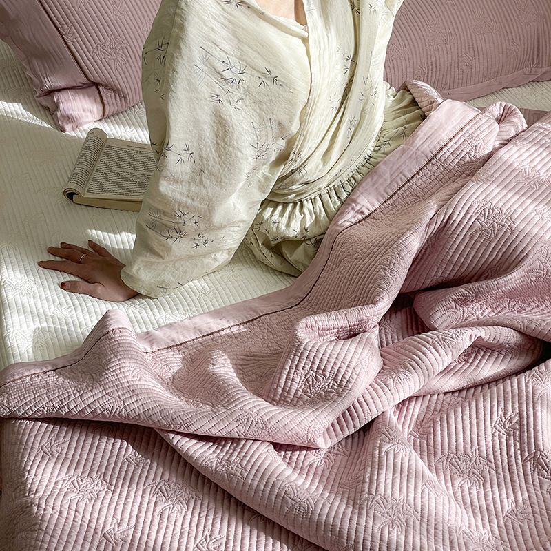 Bamboo Shadow Bed Cover Three Piece Set Soft And Delicate Silky Tatami Thickened Bed Sheet Machine Washable Four Seasons_voghion.com