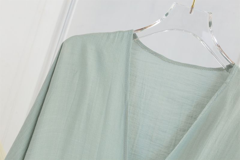 Elegant Embroidered Dress - Flowy Muslim Long Sleeve Open Front Robe For Women, Comfortable Chiffon Fabric, Plus Size Friendly_voghion.com