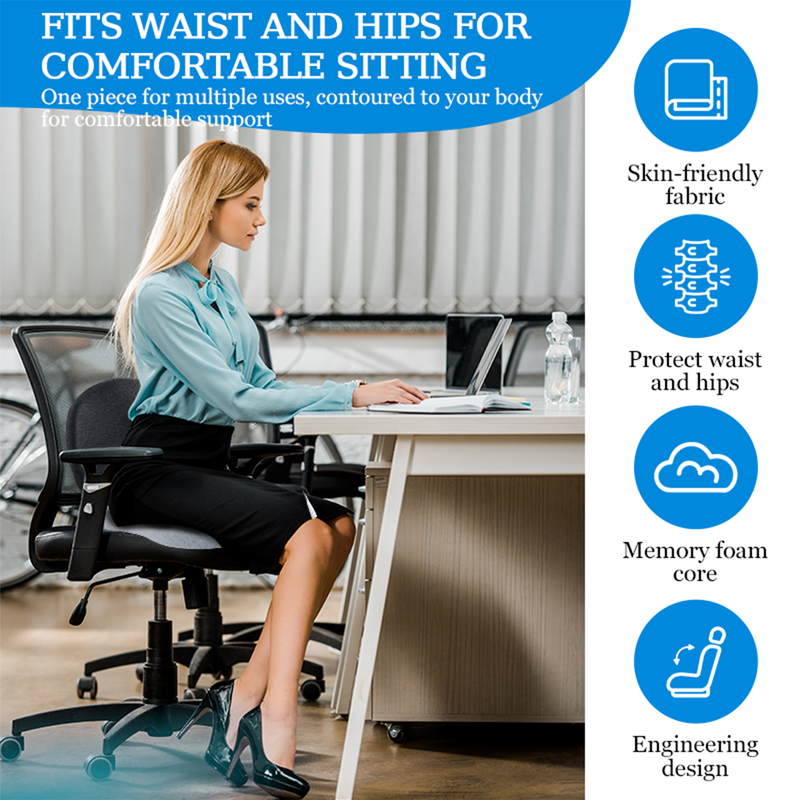 MemoryFoamSeatCushionforOfficeChairs&TruckDrivers,ErgonomicSeatCushionforBack,Tailbone&SciaticaPainRelief_voghion.com