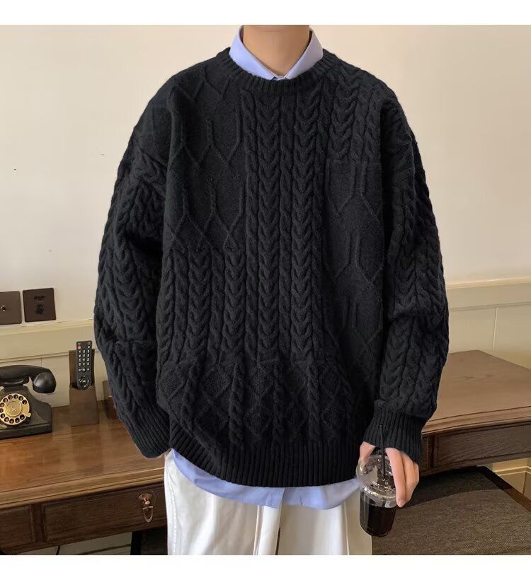 Twist Strickpullover Herren Einfarbige Basisschicht Herbst Winter Warme Freizeitjacke Trendy_voghion.com
