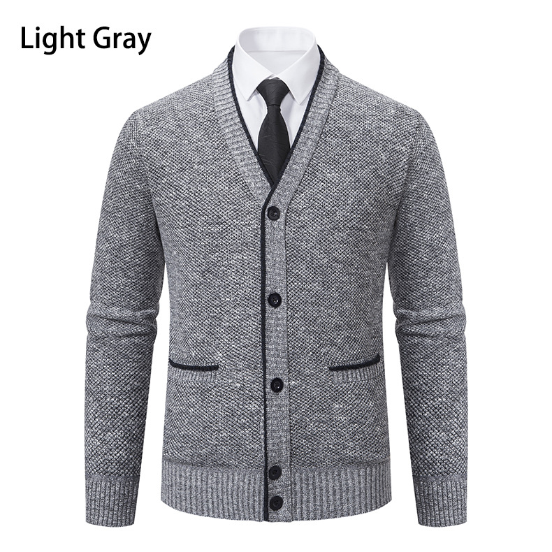 2024 Heren vest met V-hals van pluche en dik, oversized warme top voor heren, sweaterjack_voghion.com