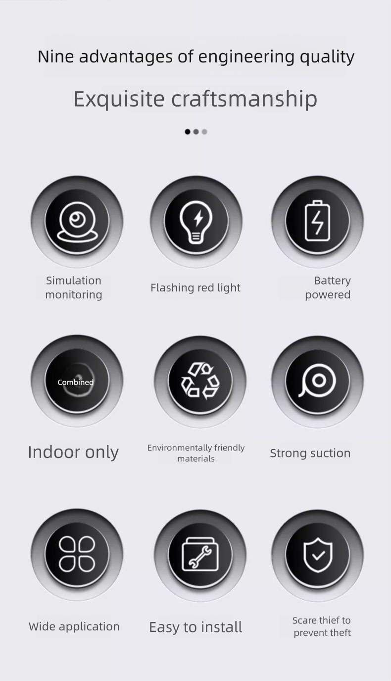 Dummy Camera Surveillance Model Indoor Probe No Drilling Adhesive Home Use With Light_voghion.com