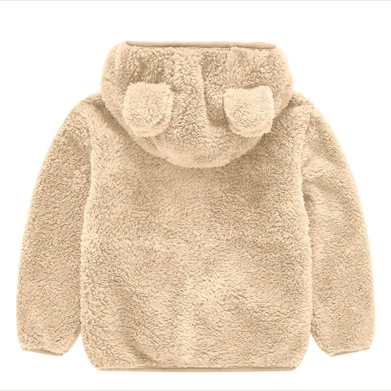 Abrigo con orejas de oso para bebés y niños pequeños, chaqueta con capucha de color liso, suéter de lana para niños_voghion.com