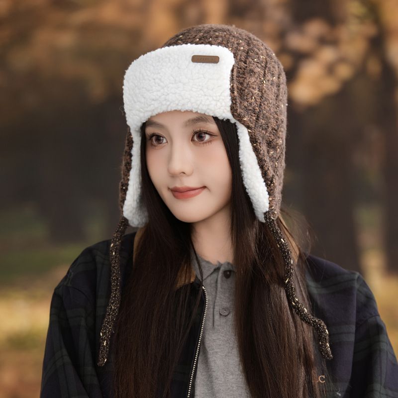 Women's Autumn Winter Retro Plush Lei Feng Versatile British Style Patched Knitted Cold-Proof Warm Hat New_voghion.com