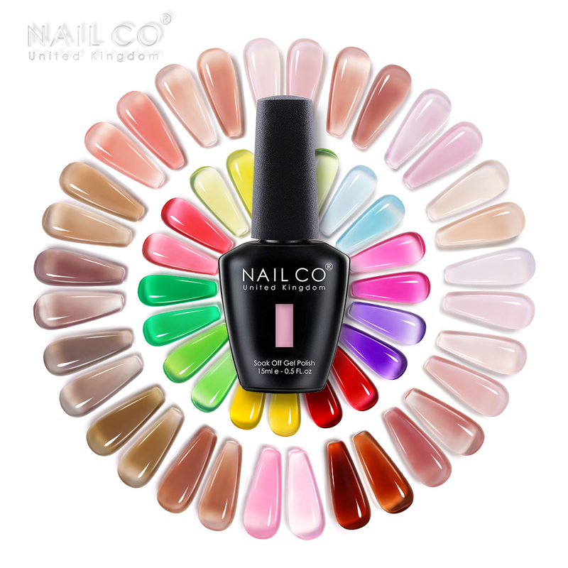 NAILCO 15ml żelowy lakier do paznokci UV przezroczysty hybrydowy półtrwały galaretka emalie szklane lakier Manicure Nail Art Soak Off żel do paznokci_voghion.com