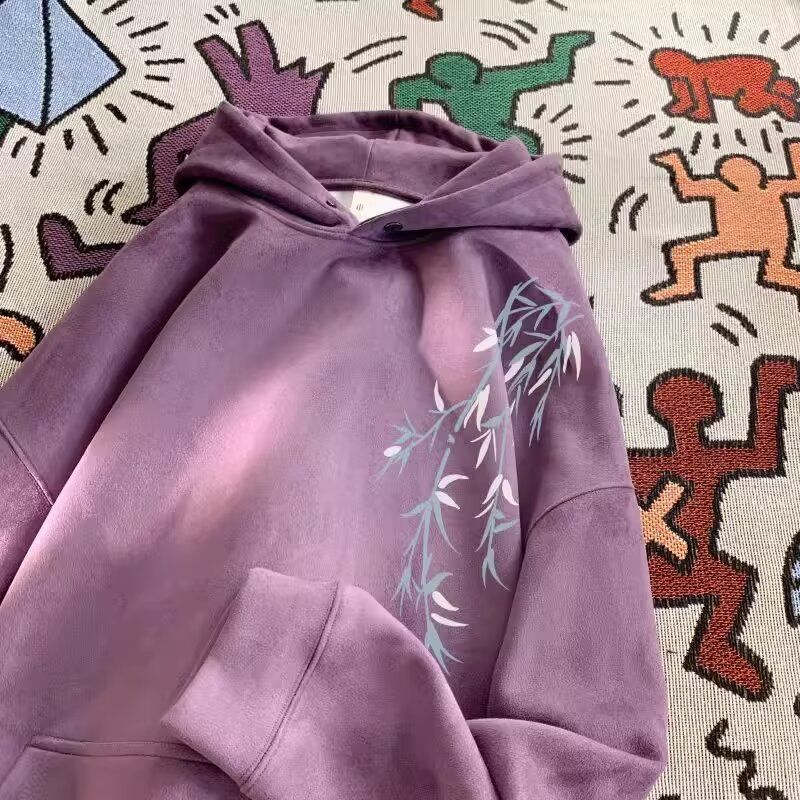 Long Sleeved Base Trendy Hooded Sweatshirt For Men In Spring And Autumn, Made Of Suede, Loose Fit_voghion.com