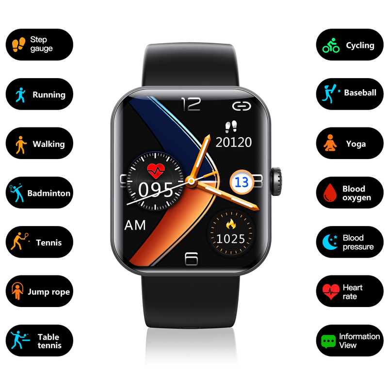 New F57L Smartwatch Exercise Heart Rate Blood Pressure Body Temperature Monitoring Non-invasive Blood Sugar Women Multi-function_voghion.com