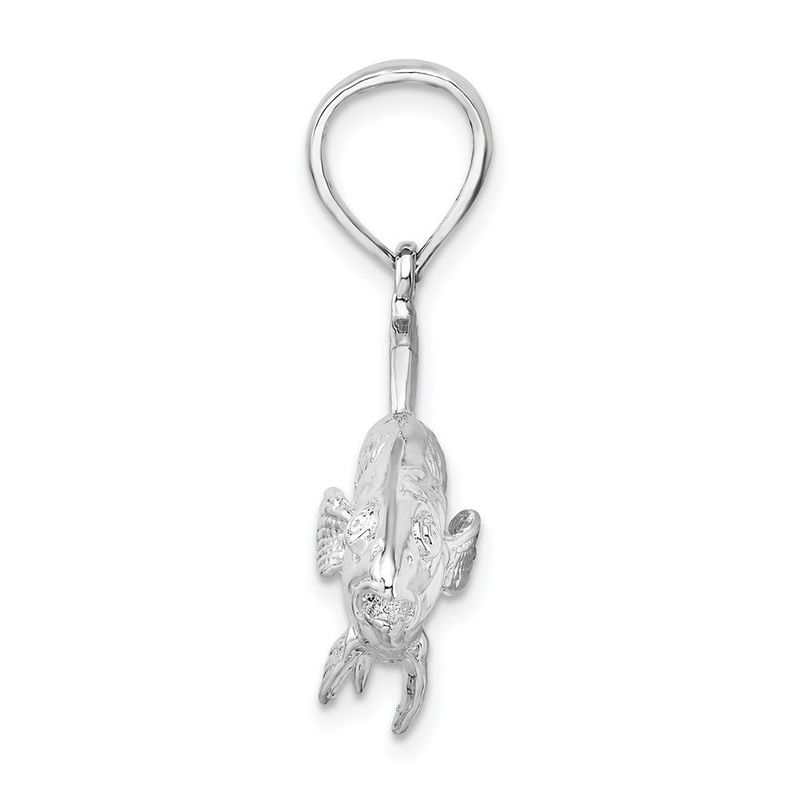 De-Ani Sterling Silver Rhodium-Plated Polished 3D Red Fish Pendant_voghion.com