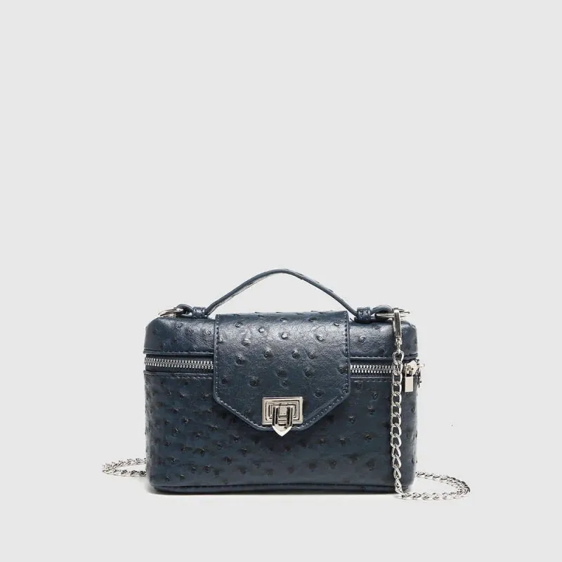 Ostrich Pattern Box Crossbody Chain Bag Women's Handbag Mini 2025 Spring_voghion.com