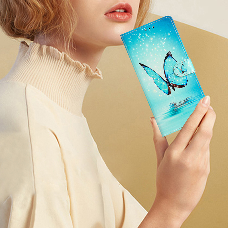 Capa tipo carteira com estampa de borboleta para Samsung Galaxy A05 A05S A15 A25 A35 A55 5G, capa traseira magnética de couro_voghion.com